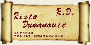 Risto Dumanović vizit kartica
